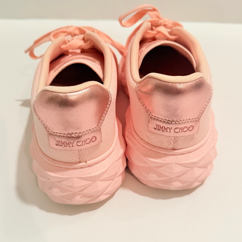 Iconic Jimmy Choo Blush Pink Platform Sneakers Size 7.5 - Picture 5 of 16